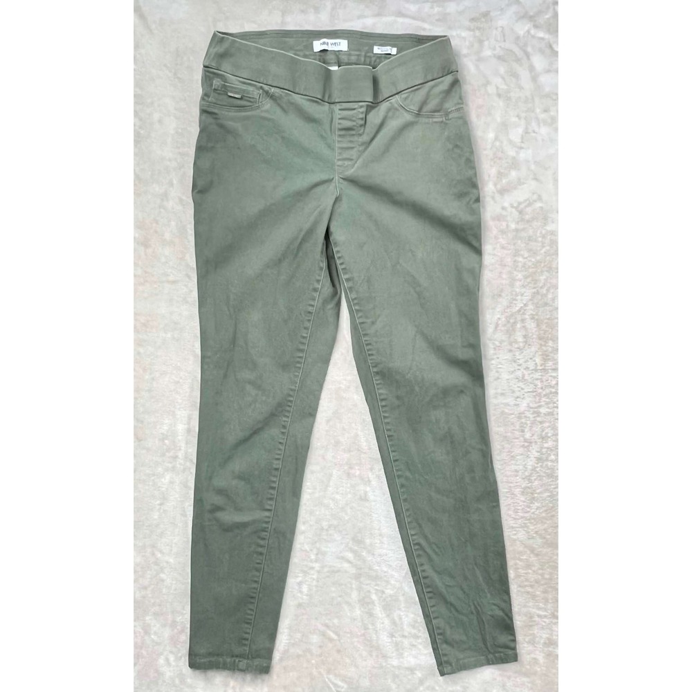 EUC Nine West Heidi Pull On Skinny Jeans Olive Green Women Size 8 Stretch Pants